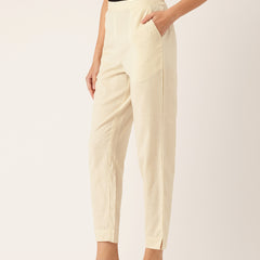 Cotton Pants - Double Pockets, Adjustable Waist, and Ankle-Length Fit