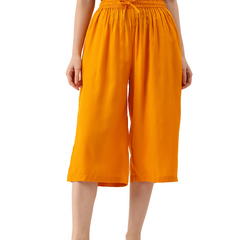 Women's Culottes | Calf-Length Pants with Double Pockets & Elastic Waistband