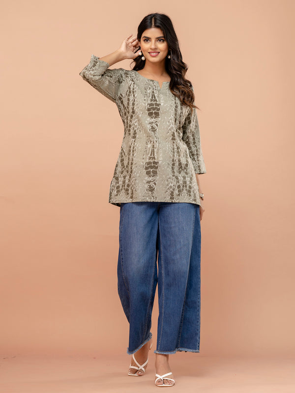 Elegant Printed Short Kurti – Soft Cotton, Everyday Style, Sizes S–XXL.