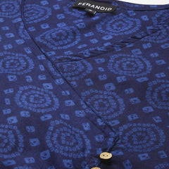 Floral Print 4 Button Angrakha Long Kurti