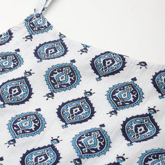 Relaxed fit strappy sleeveless top digitally printed on linen fabric.  | Size- Small  |  Colour - White, Blue