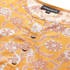 Floral Print 4 Button Straight Kurti