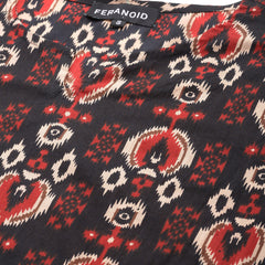 Black Printed Cotton Night Suit with V-Neck Kurti & Ankle-Length Pants