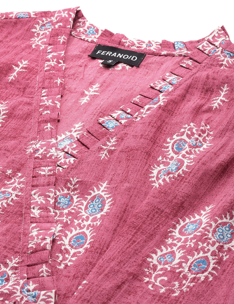 Floral Wrap Angrakha Dress – Lightweight Sleeveless Cotton Perfection