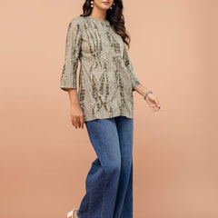 Elegant Mandarin Collar Printed Tunic – Stylish & Comfortable, Sizes