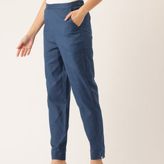Cotton Pants - Double Pockets, Adjustable Waist, and Ankle-Length Fit