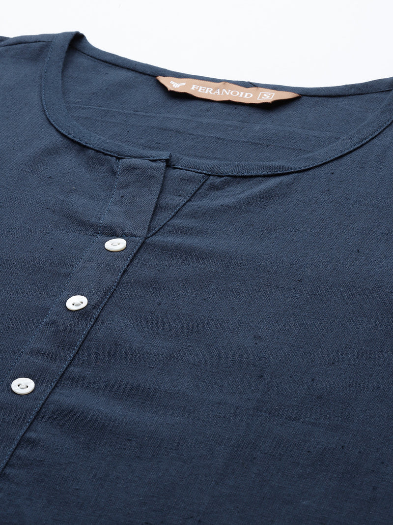 Elegant Short Kurti for Women –Button Detailing & 3/4 Sleeves | Round Neck |