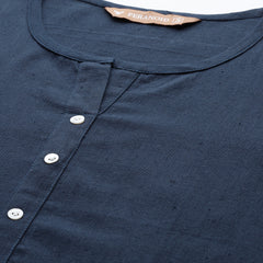 Elegant Short Kurti for Women –Button Detailing & 3/4 Sleeves | Round Neck |