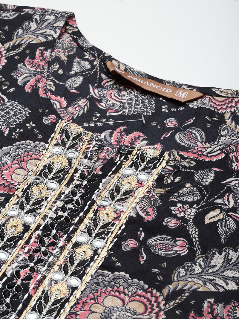 Straight Dupatta Sets - V-Neck, 3/4 Sleeves with Border Detailing, Elastic Waistband Pants with Pockets & Full-Length Dupatta (M-XXL)