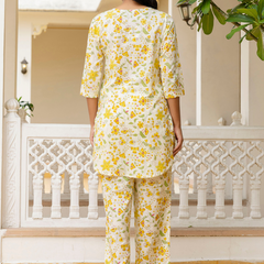 Yellow Breezy Printed Cotton Co-Ord Set for Comfortable All-Day Wear