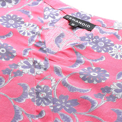 Floral Print Angrakha 3\4 Sleeves Flared Kurti