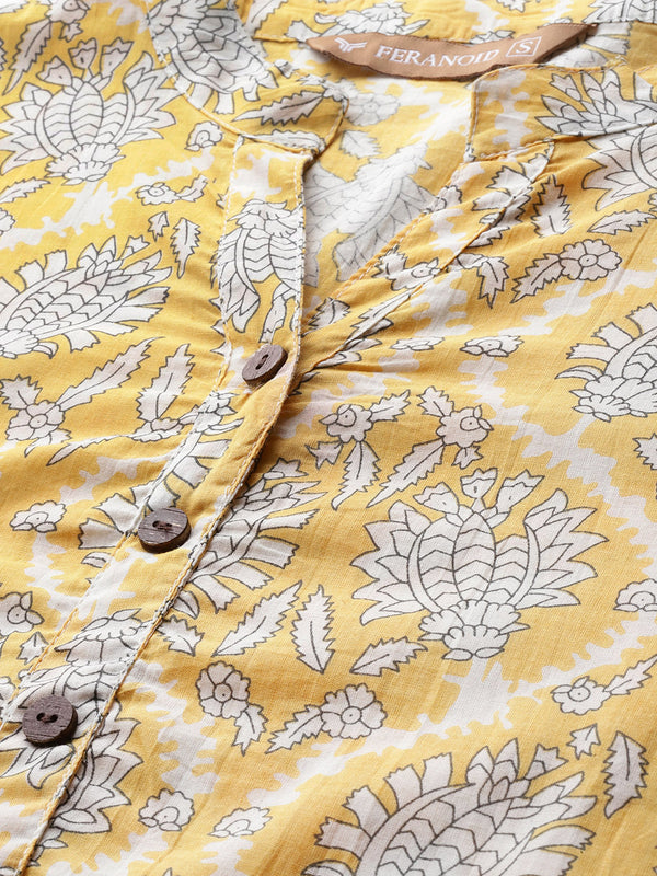 Graceful Long Kurta with 3/4 Sleeves and Button accents A Perfect Fusion of Comfort and Style