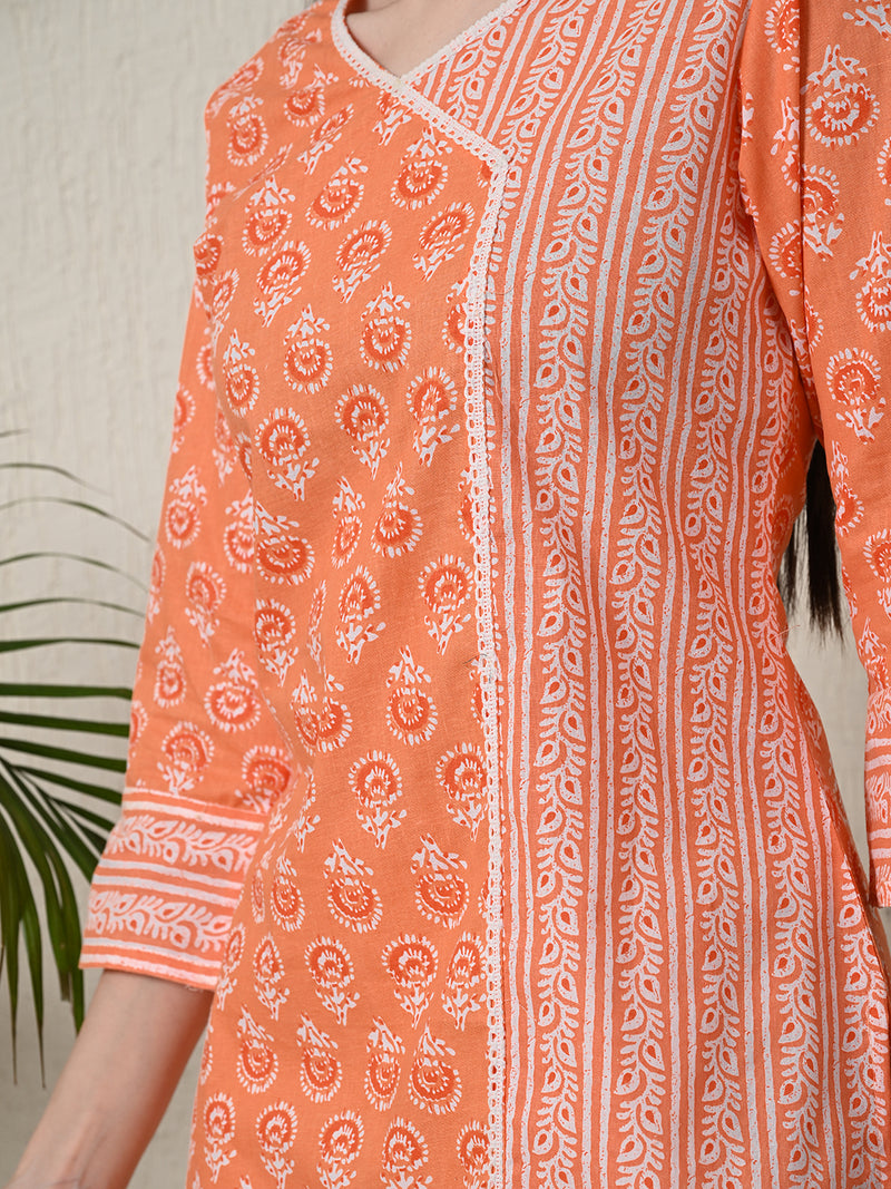 Graceful Wrap-Style Angrakha Cotton Kurti for Everyday Wear