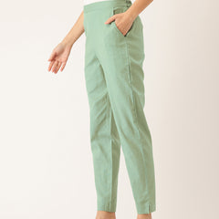 Cotton Pants - Double Pockets, Adjustable Waist, and Ankle-Length Fit