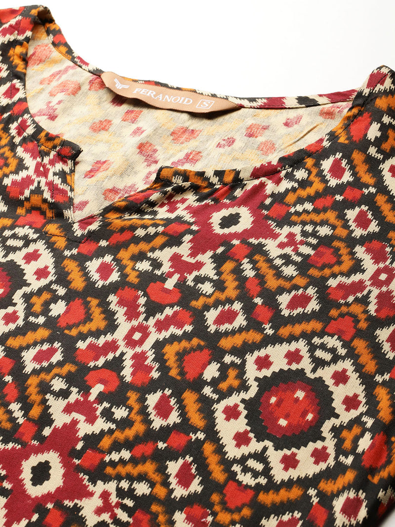 3/4 Sleeve Round Neck Vcut top Red Colour