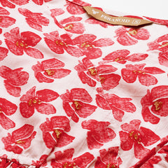 Cotton Linen Puff Sleeve Kurti for Women - Short Fit & Flare KURTI with Button Front