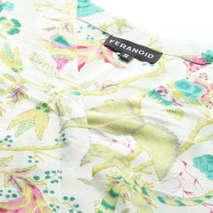 Floral Print Angrakha 3\4 Sleeves Flared Kurti