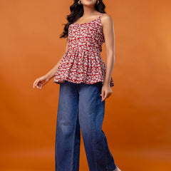 Strappy Peplum Top – Flattering Fit, All-Day Comfort, Sizes XS–XXL.