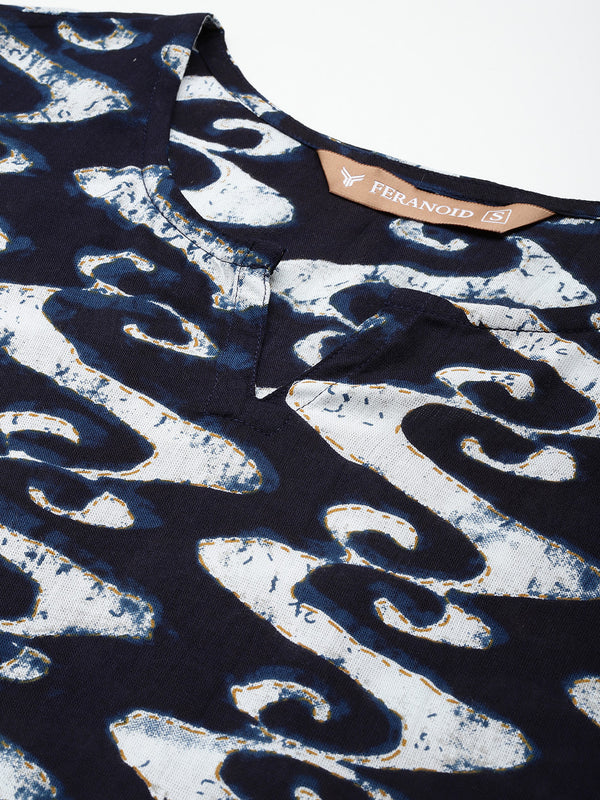 3/4 Sleeve Round Neck Vcut top Blue2 Colour