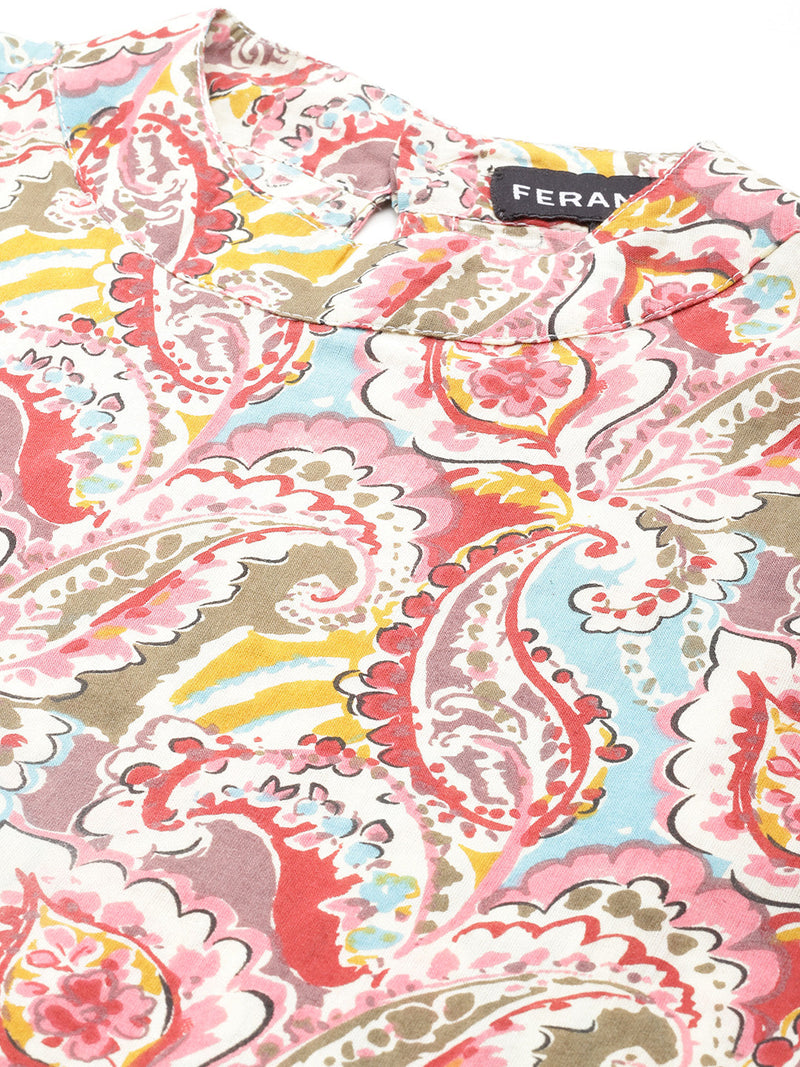 Cotton Printed Sleeveless Straight Long Kurti