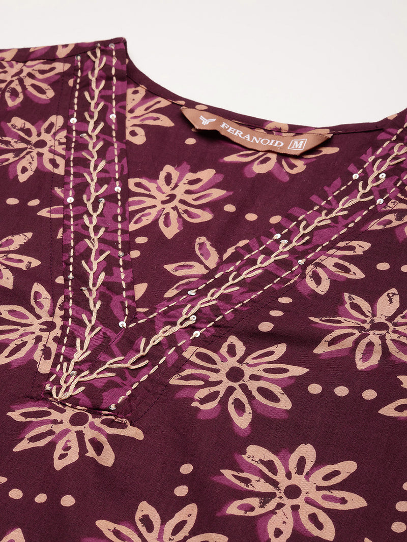 Straight Dupatta Sets - V-Neck, 3/4 Sleeves with Border Detailing, Elastic Waistband Pants with Pockets & Full-Length Dupatta (M-XXL)