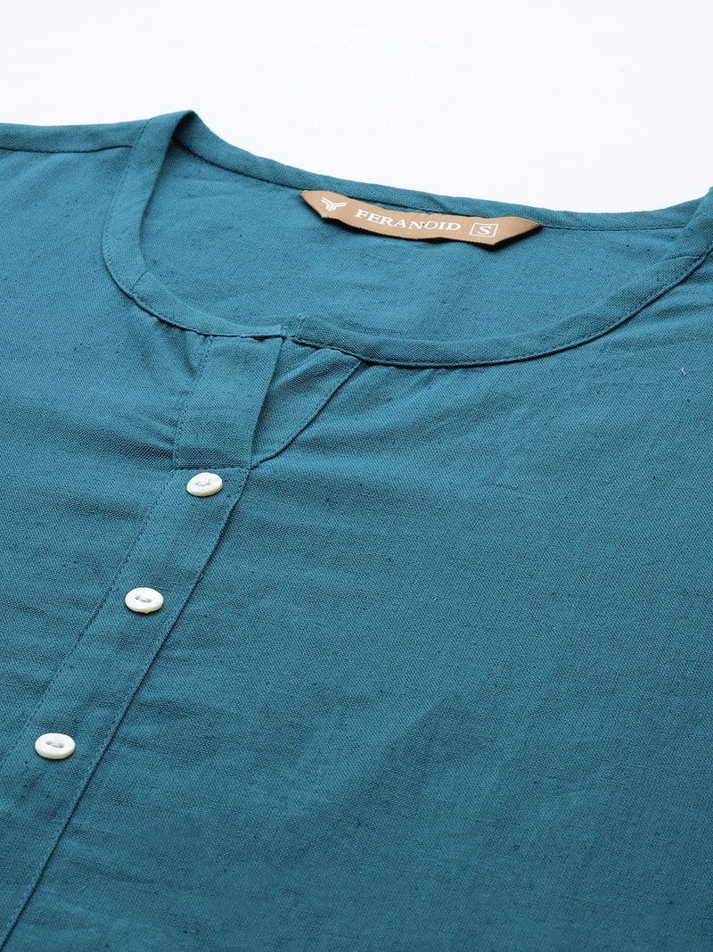 Elegant Short Kurti for Women –Button Detailing & 3/4 Sleeves | Round Neck |