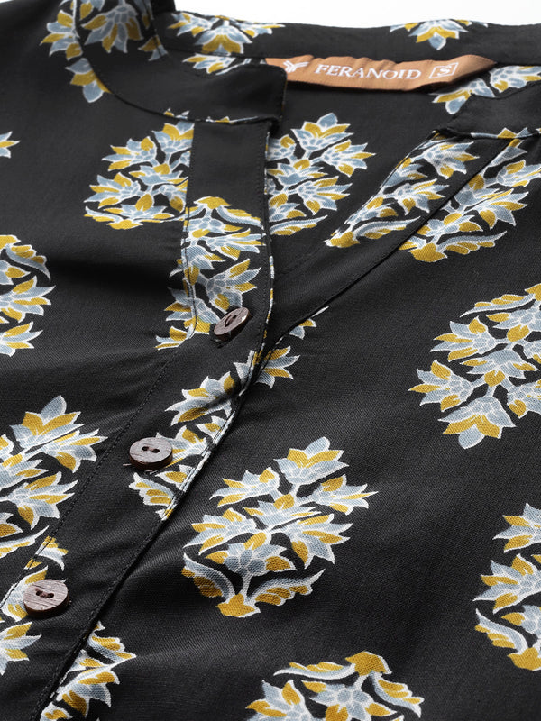 Graceful Long Kurta with 3/4 Sleeves and Button accents A Perfect Fusion of Comfort and Style