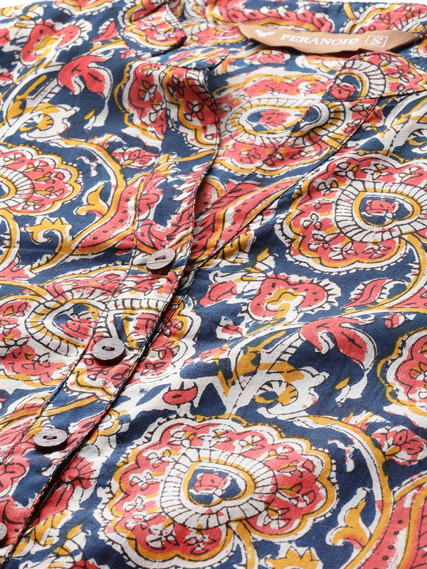 Graceful Long Kurta with 3/4 Sleeves and Button accents A Perfect Fusion of Comfort and Style