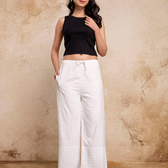 Graceful Rayon Embroidered Palazzos with Elegant Wide-Leg Fit