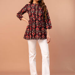 Top – Mandarin Collar, 3/4 Sleeves, Flattering Fit (Sizes S–XXL)
