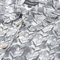 Grey Elegant Collared Co-Ord Set with Frill Detail & Elasticated Pants