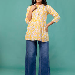 Top – Mandarin Collar, 3/4 Sleeves, Flattering Fit (Sizes S–XXL)
