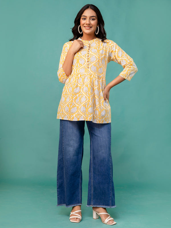Top – Mandarin Collar, 3/4 Sleeves, Flattering Fit (Sizes S–XXL)