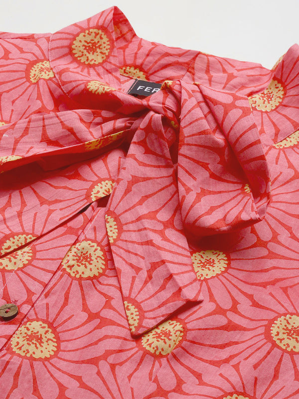 Elegant Bow Collar Cotton Shirt for Women - Stylish & Comfortable