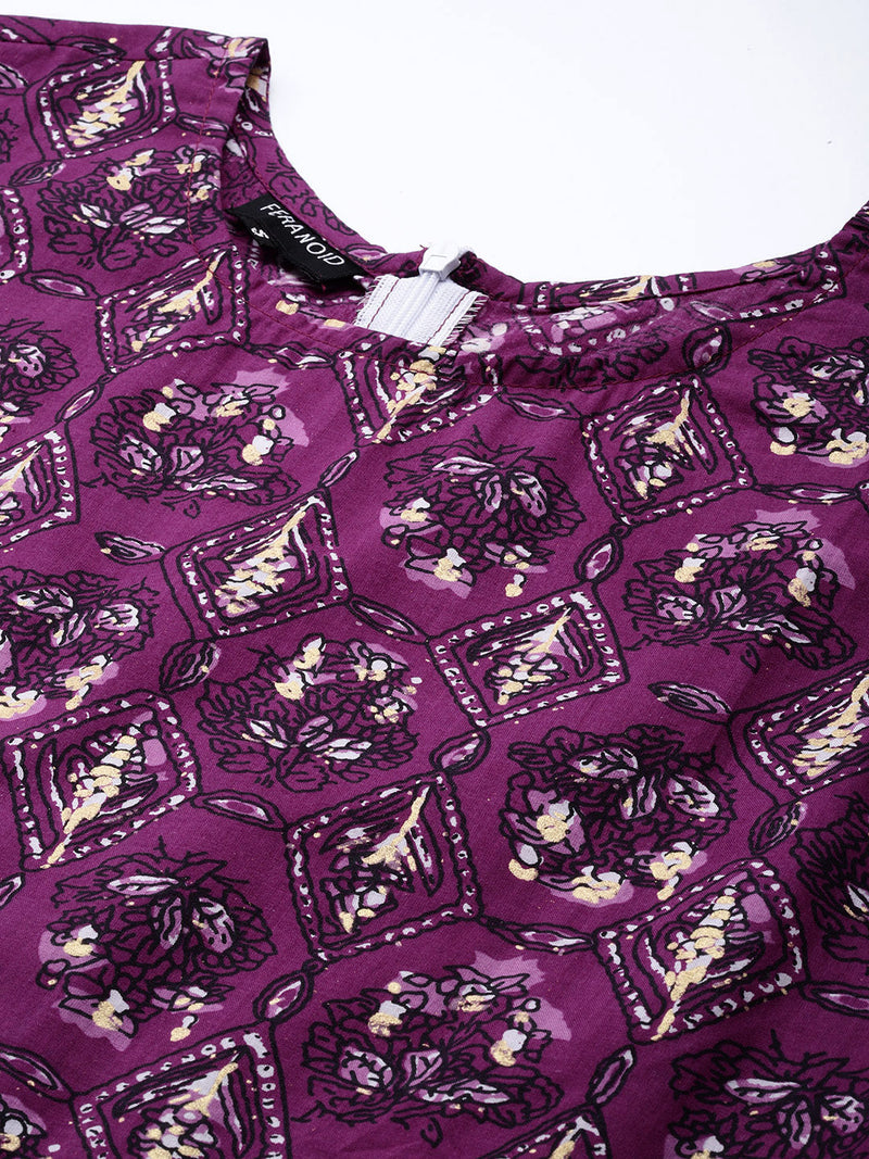 Elegant Floral Sleeveless A-Line Kurti with Back Zip Closure