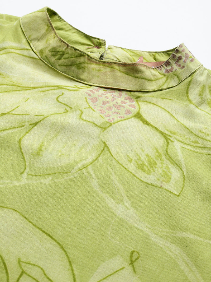 Floral Sleeveless Cotton Co-Ord Set with Choker Neckline – Pure Cotton | Sizes S–XXL