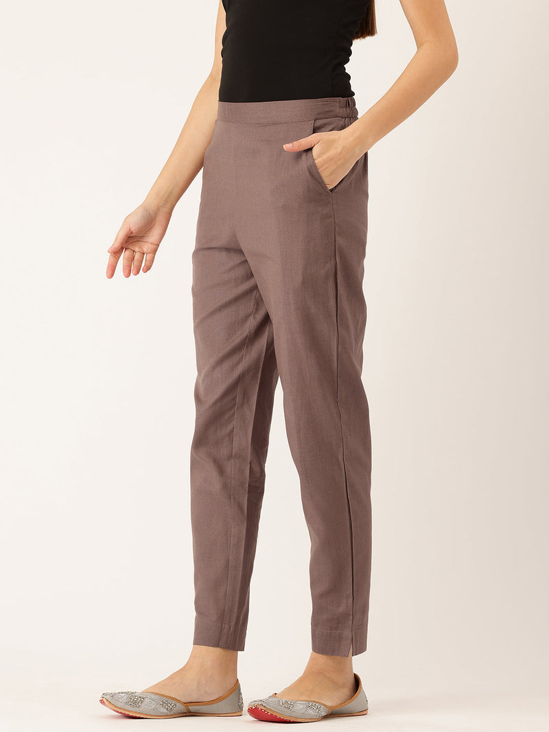 Cotton Pants - Double Pockets, Adjustable Waist, and Ankle-Length Fit