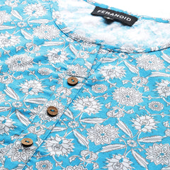Floral Print 4 Button Straight Kurti