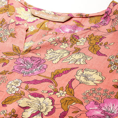 3/4 Sleeve Round Neck Vcut top Pink Colour