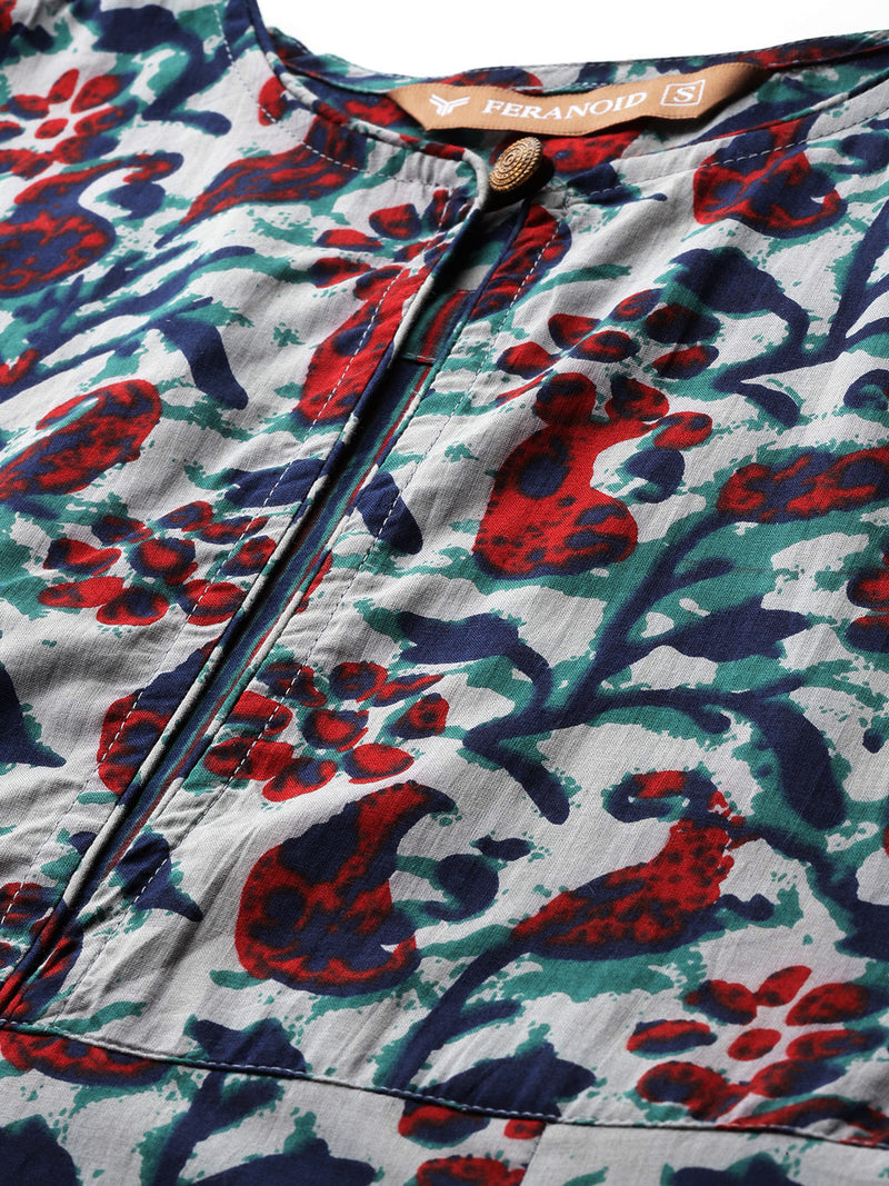 Inner Yoke Short Kurti for Women - Button Detail & 3/4 Sleeves