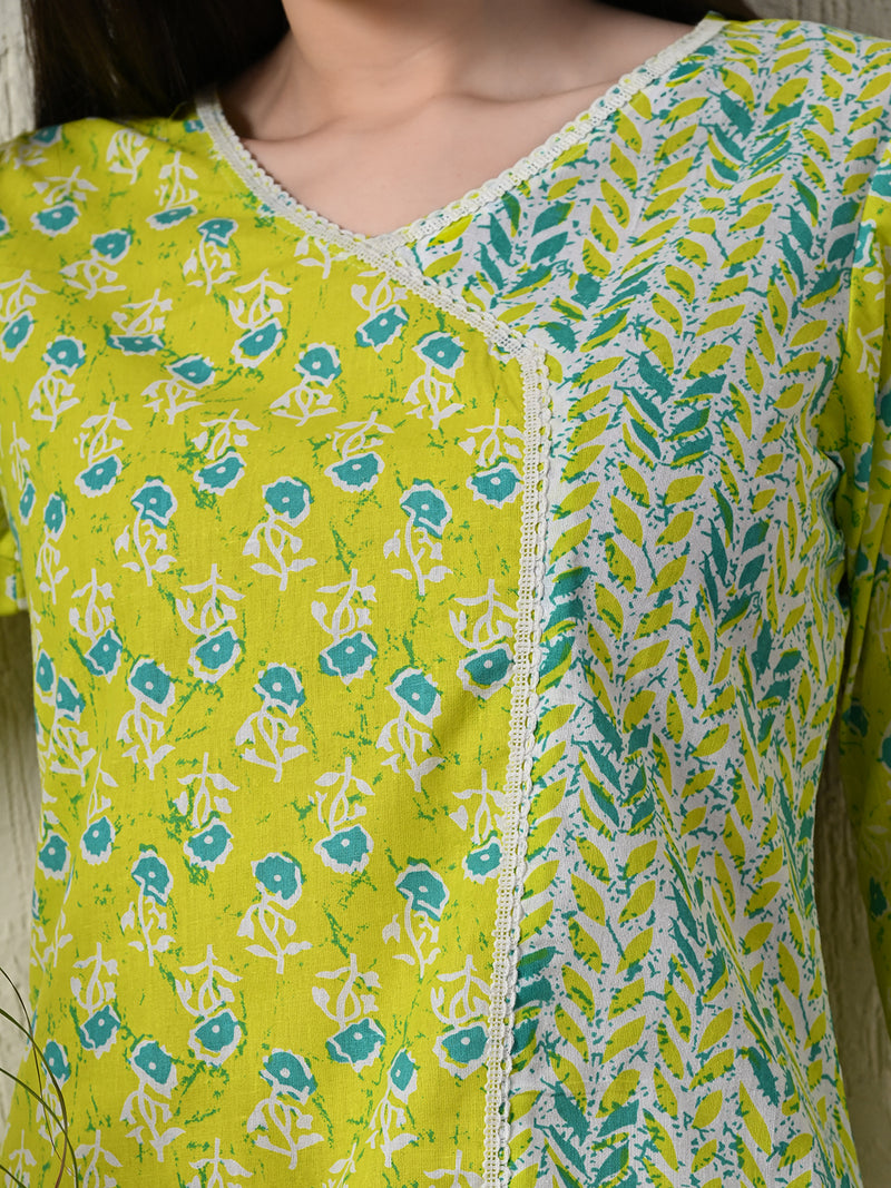 Graceful Wrap-Style Angrakha Cotton Kurti for Everyday Wear