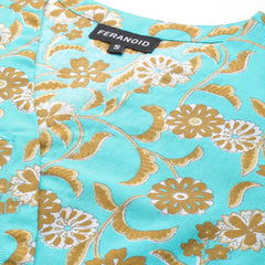 Floral Print Angrakha 3\4 Sleeves Flared Kurti
