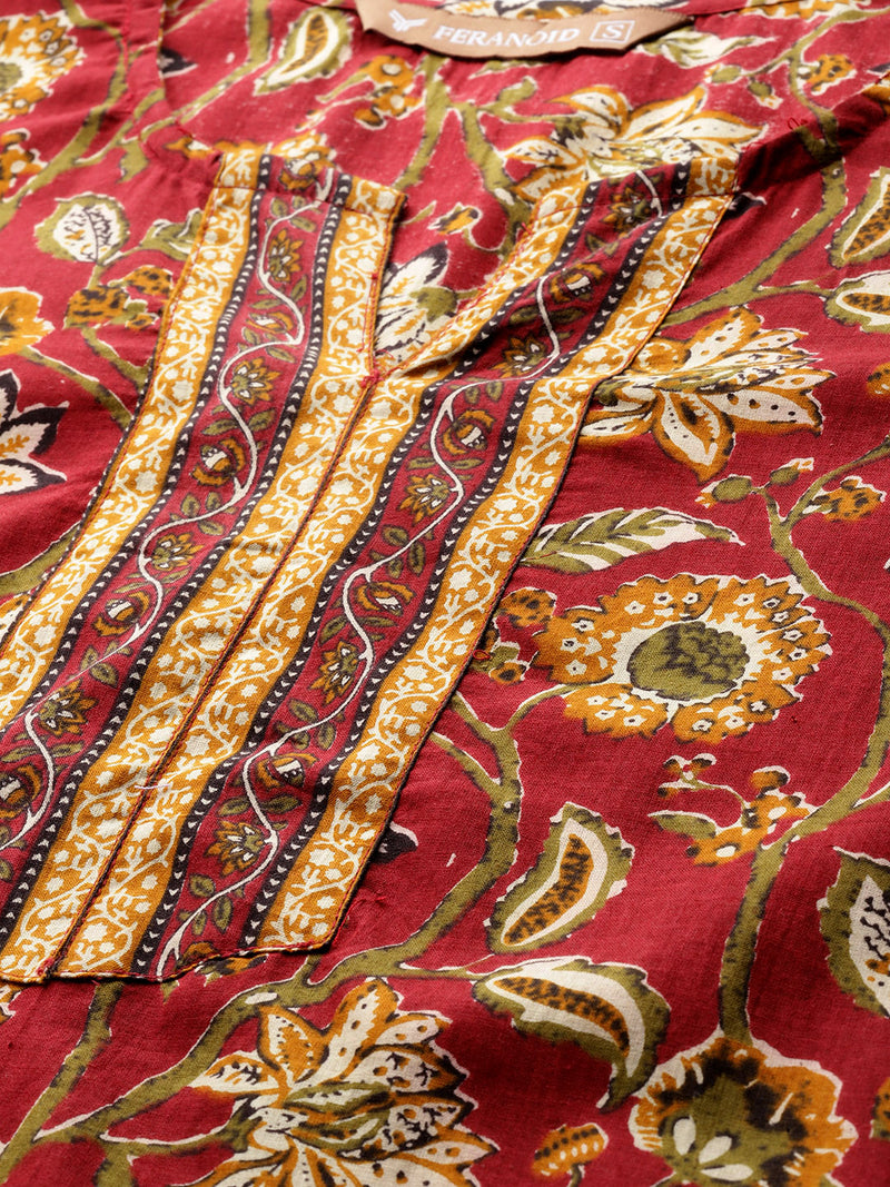 Empress Short Kurti for Women - V-Cut Neckline with Border Detail & 3/4 Sleeves