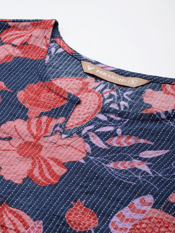 3/4 Sleeve Round Neck Vcut top BLue1 Colour