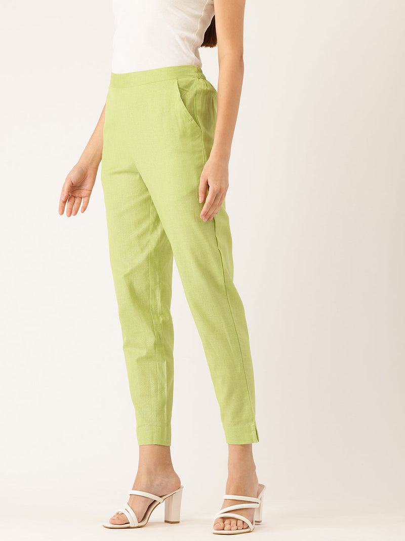 Cotton Pants - Double Pockets, Adjustable Waist, and Ankle-Length Fit