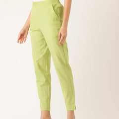 Cotton Pants - Double Pockets, Adjustable Waist, and Ankle-Length Fit