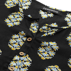 Floral Print 4 Button Straight Kurtia