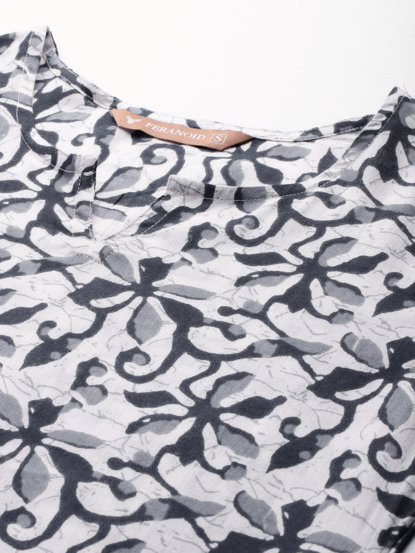 3/4 Sleeve Round Neck Vcut top Grey Colour