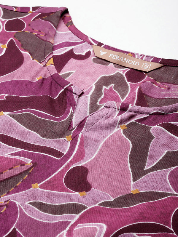 3/4 Sleeve Round Neck Vcut top Magenta1 Colour