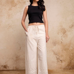 Women’s Cotton Embroidered Wide-Leg Palazzos | Soft, Breathable & Elegant
